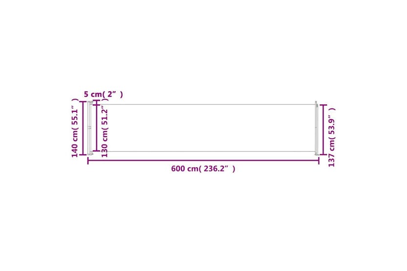 vidaXL 313374 Patio Retractable Side Awning 140x600cm Brown vidaXL 313374 Patio Retractable Side Awning 140x600cm Brown