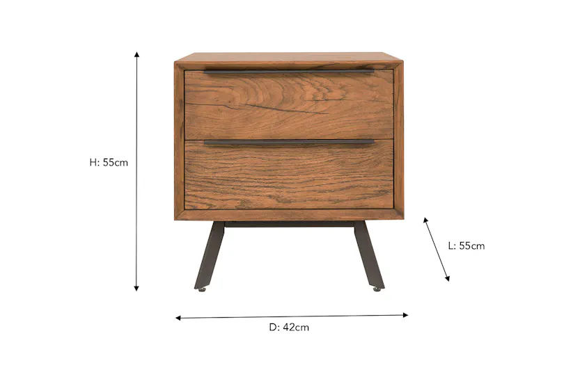 Hamilton Bedside Table | 2 Drawer | Aged Oak Veneer Hamilton Bedside Table | 2 Drawer | Aged Oak Veneer