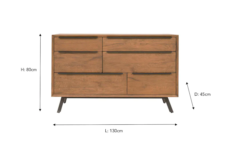 Hamilton Dresser | 6 Drawer | Aged Oak Veneer Hamilton Dresser | 6 Drawer | Aged Oak Veneer