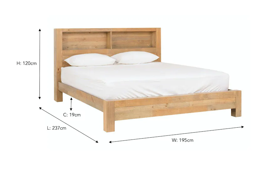 Coolmore Storage Headboard Bed Frame | Super King | 6ft | Natural Coolmore Storage Headboard Bed Frame | Super King | 6ft | Natural