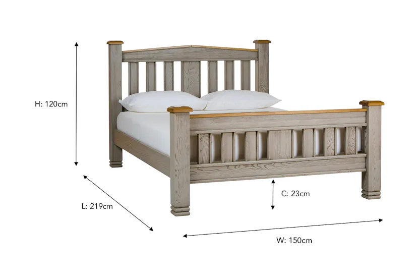 Lancaster Bed Frame | Double | 4ft6 | Aged Grey/Oak Lancaster Bed Frame | Double | 4ft6 | Aged Grey/Oak