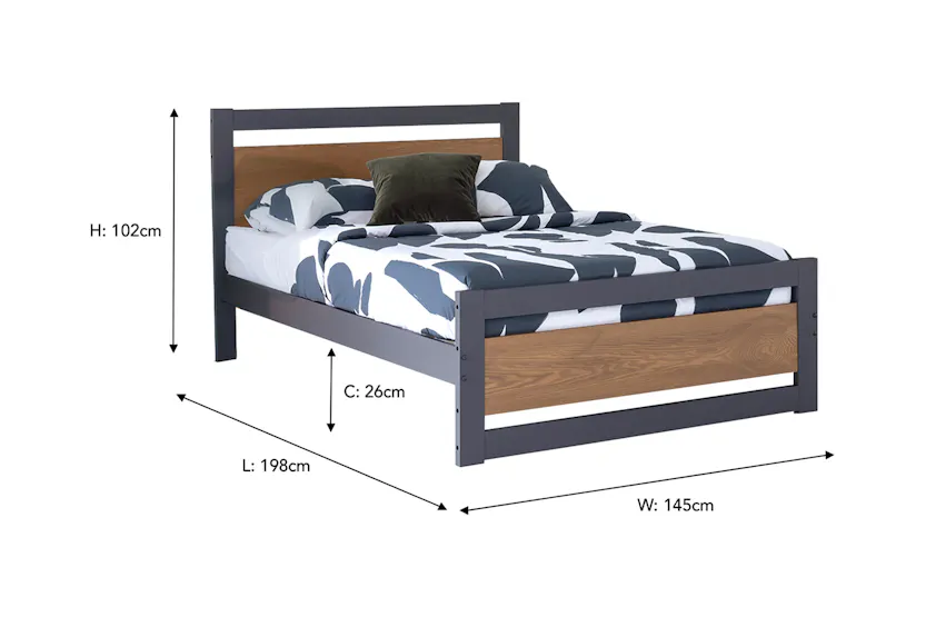 Alexis Bed Frame | Double | 4ft6 | Ash/Charcoal Alexis Bed Frame | Double | 4ft6 | Ash/Charcoal