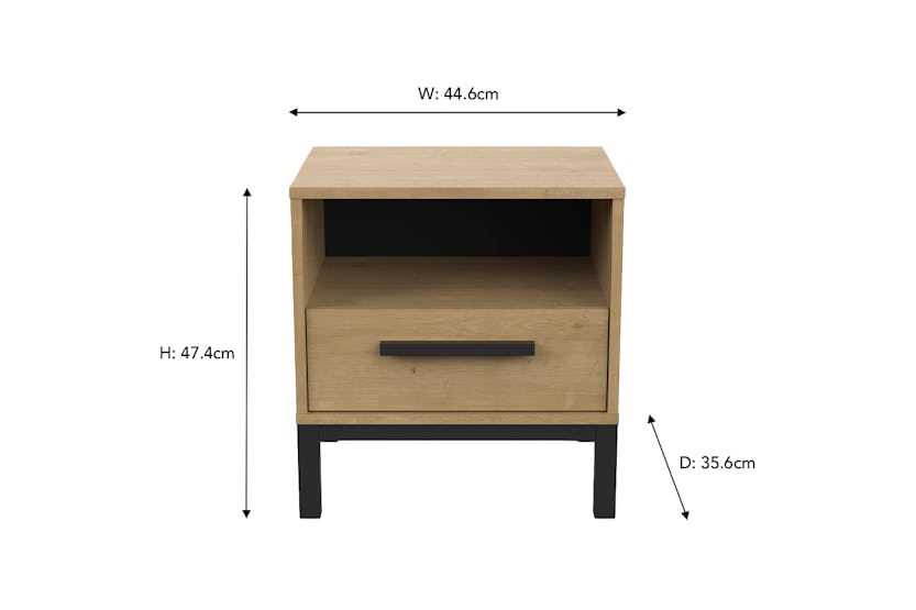 Craft Bedside Table | 1 Drawer | Black/Oak Effect Craft Bedside Table | 1 Drawer | Black/Oak Effect
