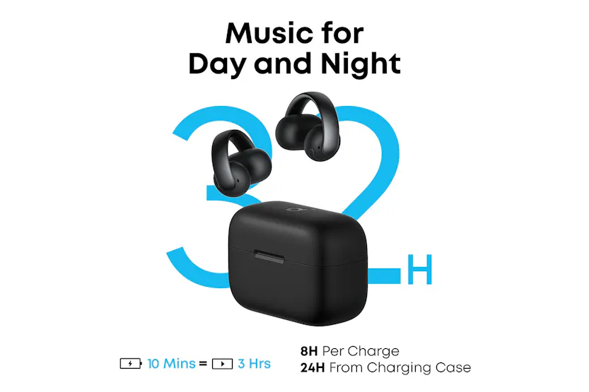 Soundcore AeroClip Open-Ear Earbuds with Adaptive Comfort | Black Soundcore AeroClip Open-Ear Earbuds with Adaptive Comfort | Black