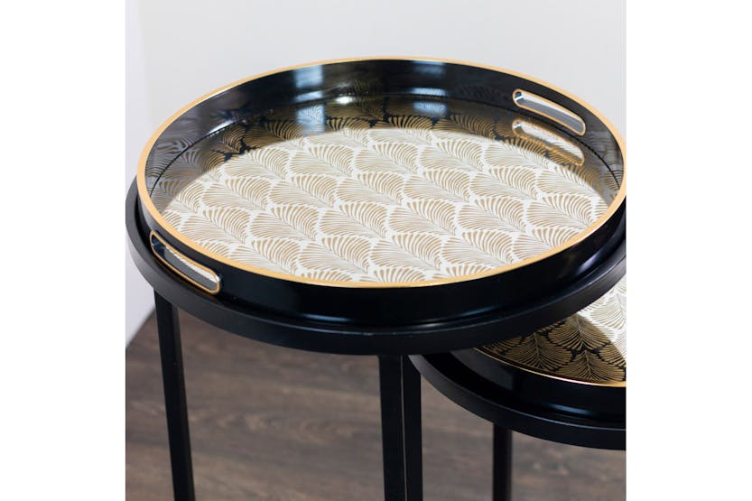 Bruna Tray Table | Black/Gold | Set of 2 Bruna Tray Table | Black/Gold | Set of 2