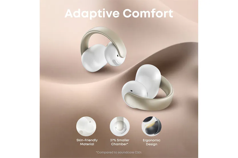 Soundcore AeroClip Open-Ear Earbuds with Adaptive Comfort | White Soundcore AeroClip Open-Ear Earbuds with Adaptive Comfort | White