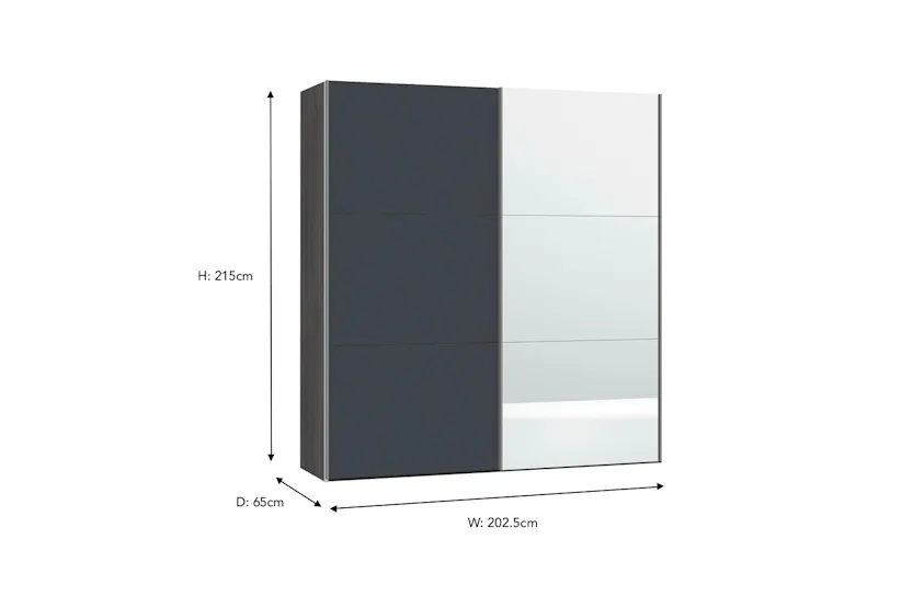 Zermatt Wardrobe | Grey Matt & Mirror | 2m Zermatt Wardrobe | Grey Matt & Mirror | 2m