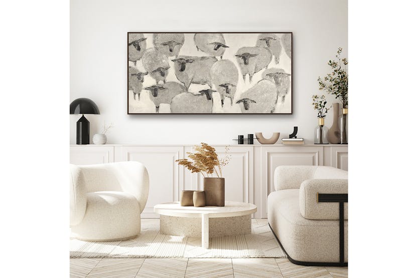 Ksenia Sizaya | Flock Framed Canvas | Natural/Taupe | 150 x 76 cm Ksenia Sizaya | Flock Framed Canvas | Natural/Taupe | 150 x 76 cm