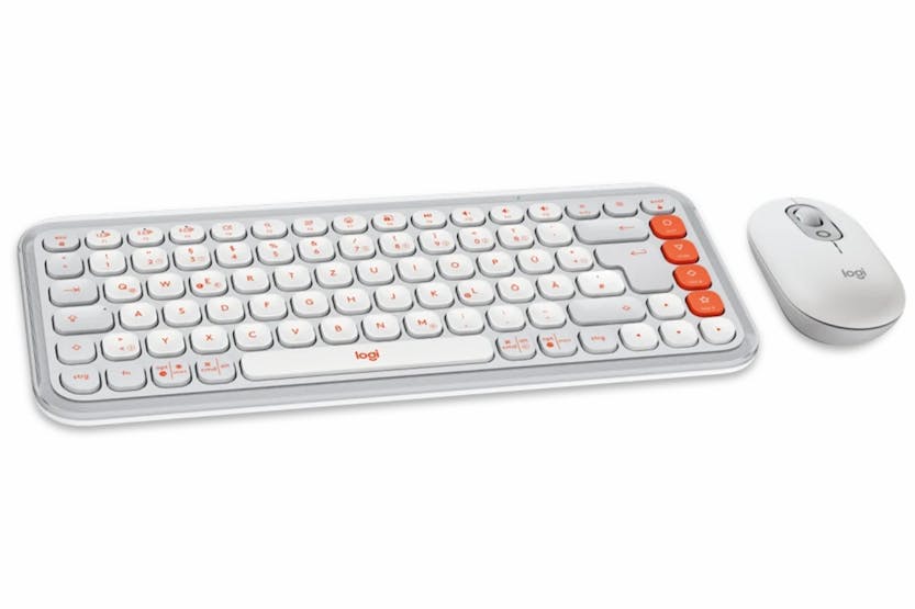 Logitech POP Icon Combo Wireless Keyboard and Mouse | Off White/Orange Logitech POP Icon Combo Wireless Keyboard and Mouse | Off White/Orange