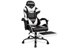 Elfordson 2-Point Massage Gaming Chair with Lumbar Cushion | White Elfordson 2-Point Massage Gaming Chair with Lumbar Cushion | White
