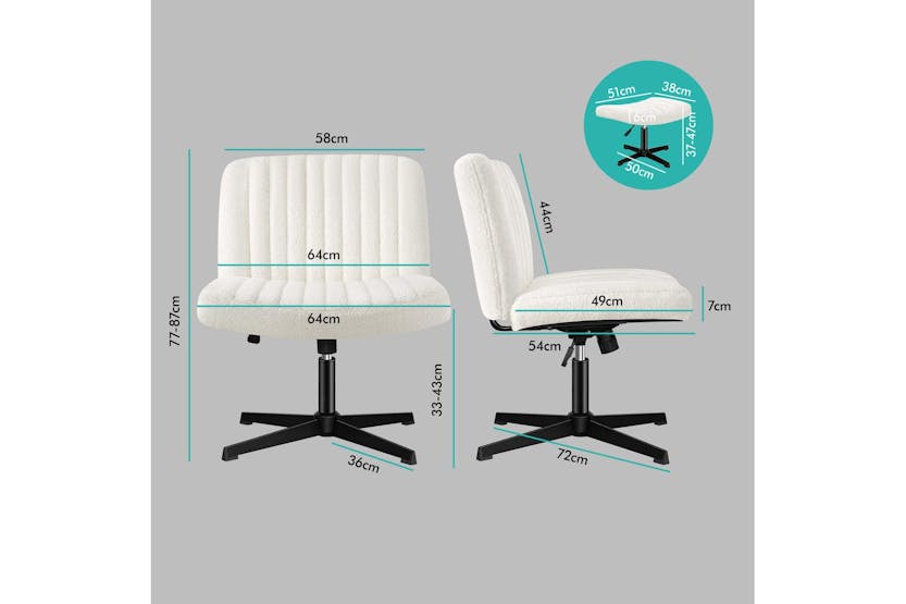 Elfordson Cross Legged Office Chair with Ottoman | White Elfordson Cross Legged Office Chair with Ottoman | White