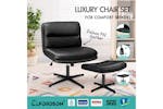 Elfordson Armless Office Chair with Ottoman | Black Elfordson Armless Office Chair with Ottoman | Black
