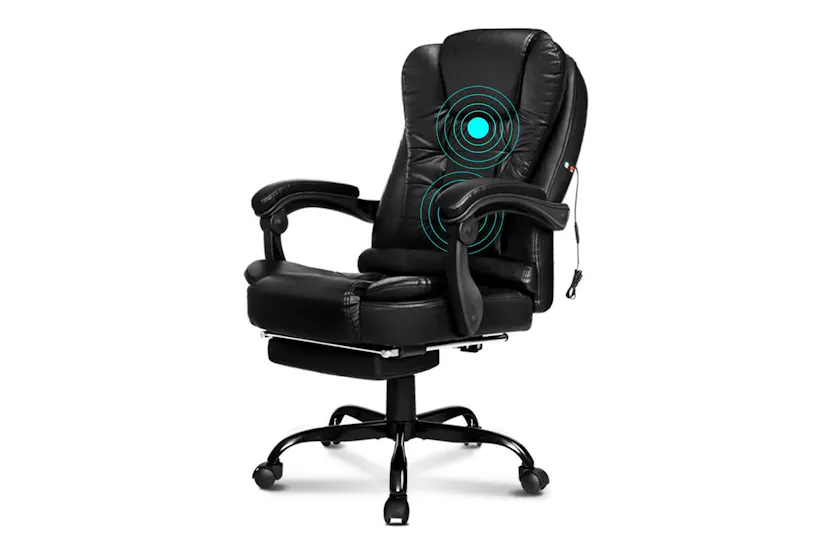 Elfordson 2-Point Massage Office Chair with Footrest | Black Elfordson 2-Point Massage Office Chair with Footrest | Black