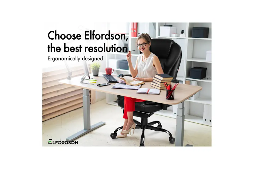 Elfordson 2-Point Massage Office Chair with Footrest | Black Elfordson 2-Point Massage Office Chair with Footrest | Black