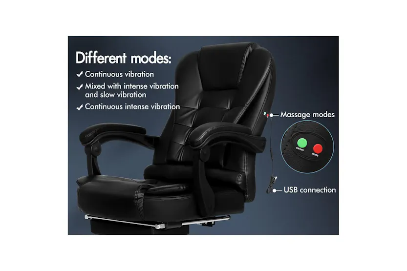 Elfordson 2-Point Massage Office Chair with Footrest | Black Elfordson 2-Point Massage Office Chair with Footrest | Black