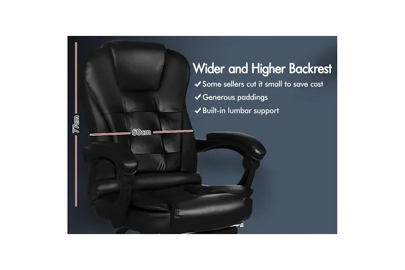 Elfordson 2-Point Massage Office Chair with Footrest | Black Elfordson 2-Point Massage Office Chair with Footrest | Black