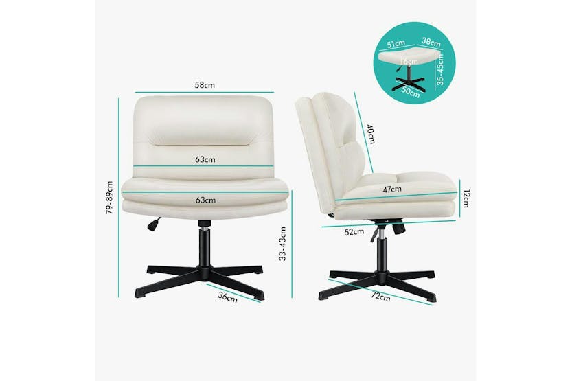 Elfordson Armless Office Chair with Ottoman | Beige Elfordson Armless Office Chair with Ottoman | Beige