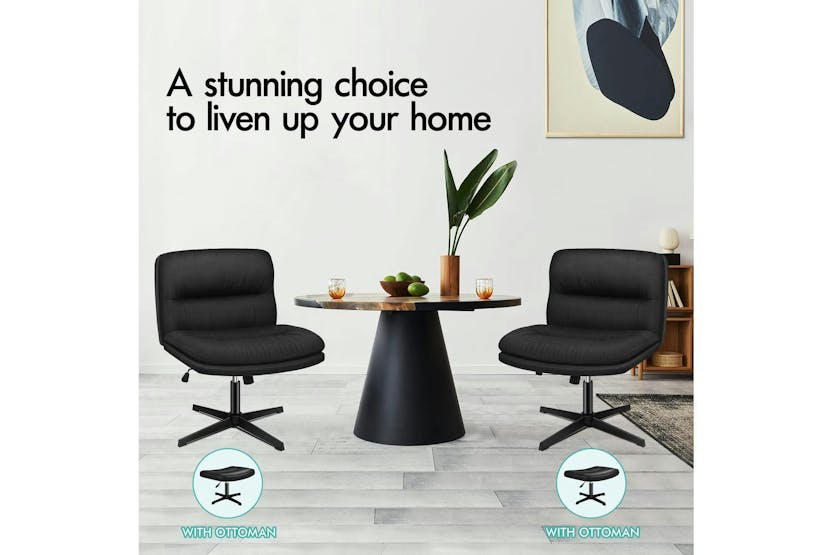 Elfordson Armless Office Chair with Ottoman | Black Elfordson Armless Office Chair with Ottoman | Black