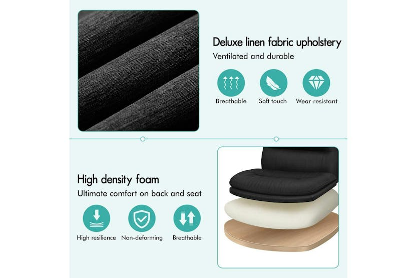 Elfordson Armless Office Chair with Ottoman | Black Elfordson Armless Office Chair with Ottoman | Black