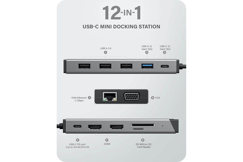 Alogic DV3 12-in-1 USB-C Dual Display Mini Dock Alogic DV3 12-in-1 USB-C Dual Display Mini Dock