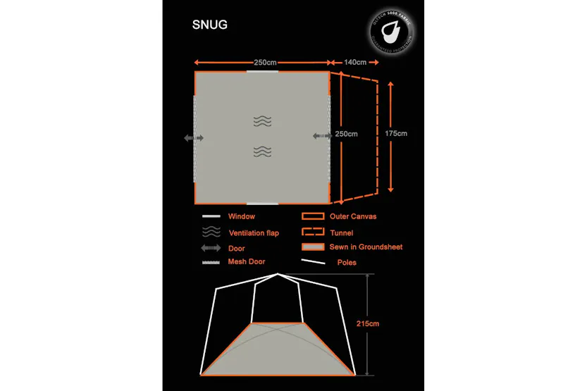 Snug Poled Tailgate Campervan Awning | Polyester | Drive-away Snug Poled Tailgate Campervan Awning | Polyester | Drive-away