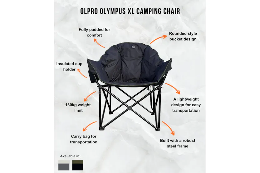 Olympus Xl Camping Chair | Steel Frame | Black & Green Olympus Xl Camping Chair | Steel Frame | Black & Green