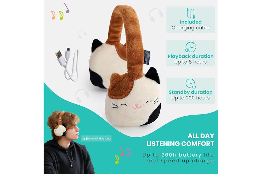 Squishmallows Cam The Cat Plush Bluetooth Wireless Headphone Squishmallows Cam The Cat Plush Bluetooth Wireless Headphone