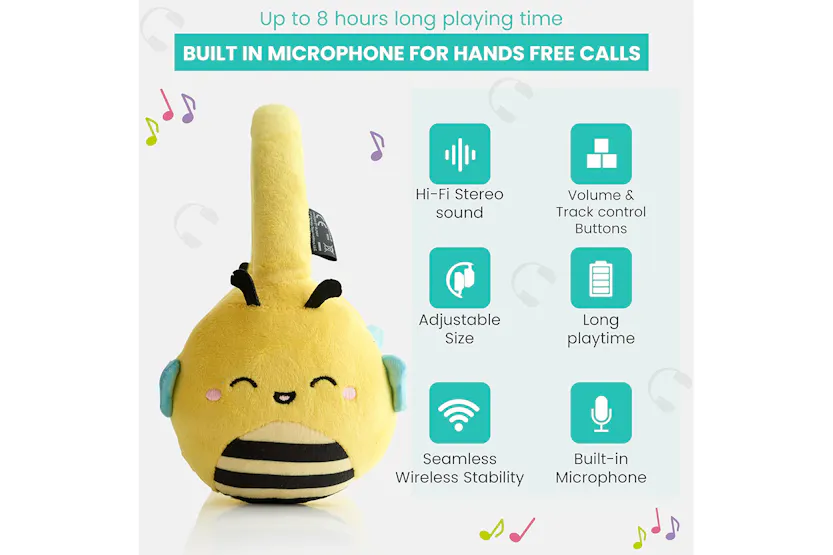 Squishmallows Sunny The Bee Plush Bluetooth Wireless Headphones Squishmallows Sunny The Bee Plush Bluetooth Wireless Headphones