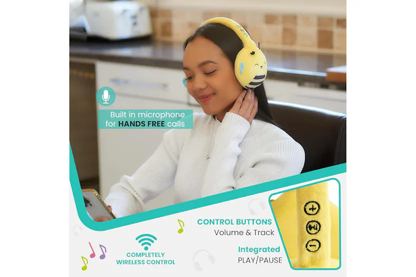 Squishmallows Sunny The Bee Plush Bluetooth Wireless Headphones Squishmallows Sunny The Bee Plush Bluetooth Wireless Headphones