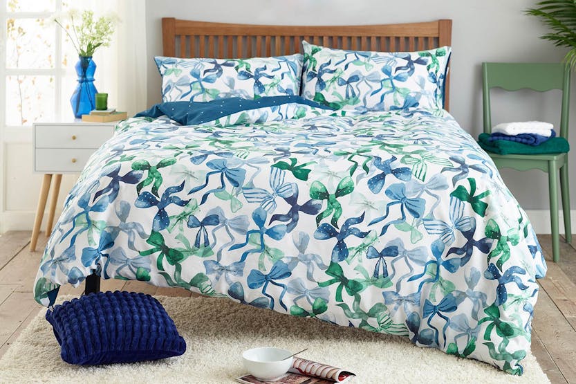 Deyongs | Bows Duvet Cover Set | Blue | Double Deyongs | Bows Duvet Cover Set | Blue | Double