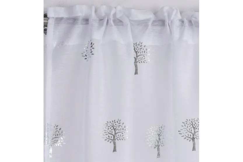 White Birch Metallic Tree Print Pair Of Linen Look Voile Panels 140x229cm White Birch Metallic Tree Print Pair Of Linen Look Voile Panels 140x229cm