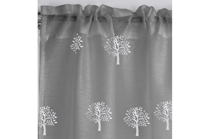 Grey Birch Metallic Tree Print Pair Of Linen Look Voile Panels 140x229cm Grey Birch Metallic Tree Print Pair Of Linen Look Voile Panels 140x229cm