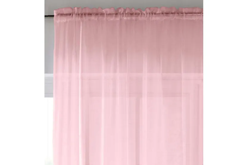 Pink Sheer Pair Of Plain Woven Voile Slot Top Curtain Panels 145x122cm Pink Sheer Pair Of Plain Woven Voile Slot Top Curtain Panels 145x122cm