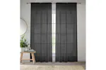 Black Sheer Pair Of Plain Woven Voile Slot Top Curtain Panels 145x229cm Black Sheer Pair Of Plain Woven Voile Slot Top Curtain Panels 145x229cm