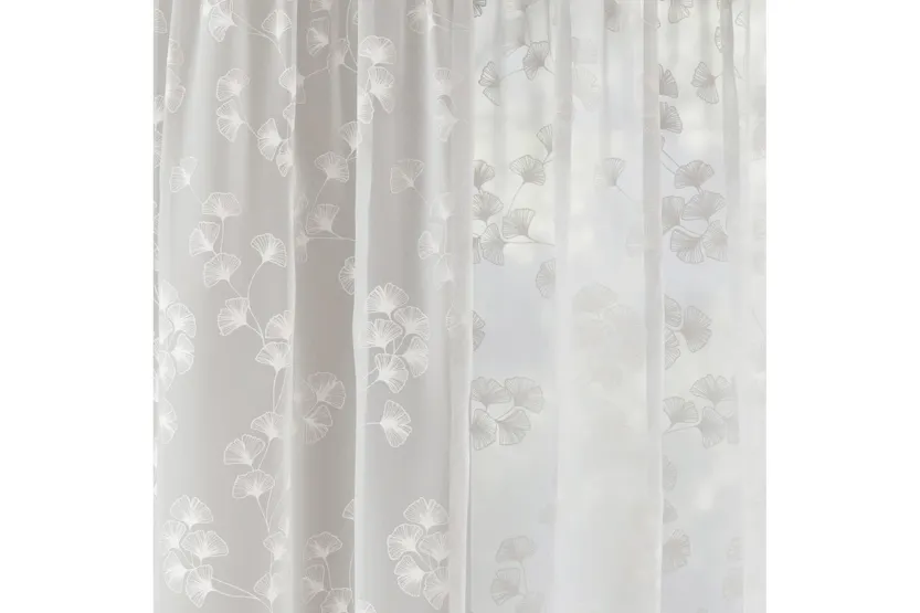 White Delila Leaf Print Pair Of Voile Panels 140x183cm White Delila Leaf Print Pair Of Voile Panels 140x183cm