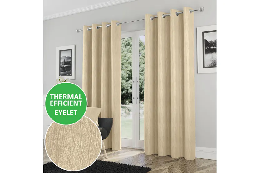 Cream Eyelet Goodwood Pair Of Room Darkening Thermal Curtains 229x229cm Cream Eyelet Goodwood Pair Of Room Darkening Thermal Curtains 229x229cm