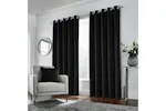 Black Velvet Eyelet Pair Of Blackout Thermal Supersoft Curtains 168x229cm Black Velvet Eyelet Pair Of Blackout Thermal Supersoft Curtains 168x229cm