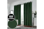 Green Velvet Eyelet Pair Of Blackout Thermal Supersoft Curtains 117x137cm Green Velvet Eyelet Pair Of Blackout Thermal Supersoft Curtains 117x137cm