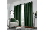 Green Velvet Eyelet Pair Of Blackout Thermal Supersoft Curtains 117x137cm Green Velvet Eyelet Pair Of Blackout Thermal Supersoft Curtains 117x137cm
