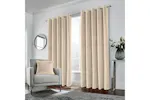 Cream Velvet Eyelet Pair Of Blackout Thermal Supersoft Curtains 168x229cm Cream Velvet Eyelet Pair Of Blackout Thermal Supersoft Curtains 168x229cm