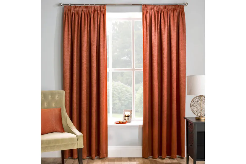 Orange Tape-top Pair Of Thermal Noise Reducing Room Darkening Curtains 117x183cm Orange Tape-top Pair Of Thermal Noise Reducing Room Darkening Curtains 117x183cm