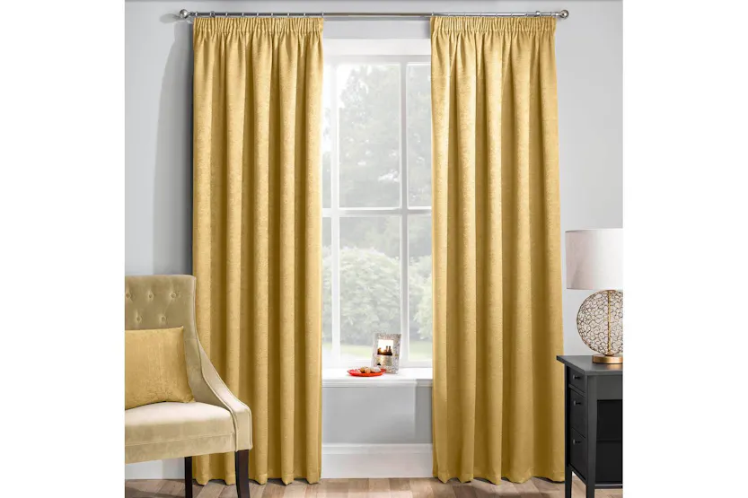Ochre Tape-top Pair Of Thermal Noise Reducing Room Darkening Curtains 229x229cm Ochre Tape-top Pair Of Thermal Noise Reducing Room Darkening Curtains 229x229cm
