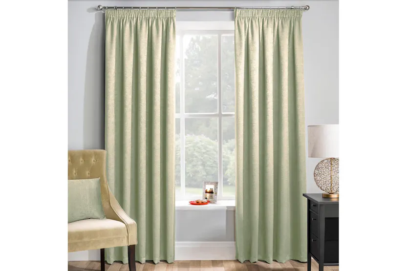 Green Tape-top Pair Of Thermal Noise Reducing Room Darkening Curtains 117x229cm Green Tape-top Pair Of Thermal Noise Reducing Room Darkening Curtains 117x229cm