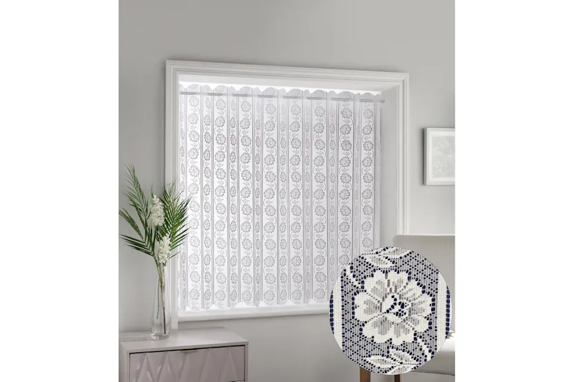 White Floral Textured Voile Louvre Vertical Pleated Window Blind Panel 193x228cm White Floral Textured Voile Louvre Vertical Pleated Window Blind Panel 193x228cm