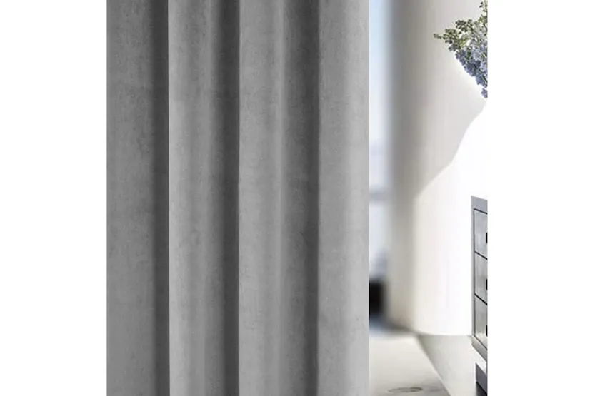 Grey Tape-top Velvet Single Door Curtain Blackout Supersoft Thermal 168x214cm Grey Tape-top Velvet Single Door Curtain Blackout Supersoft Thermal 168x214cm