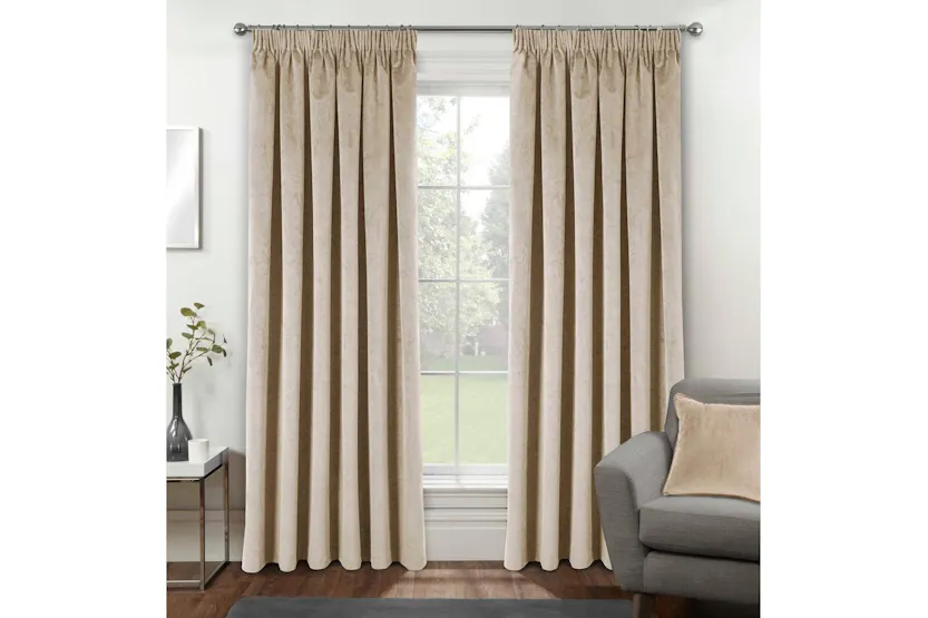 Cream Tape-top Velvet Pair Of Blackout Supersoft Thermal Curtains 168x137cm Cream Tape-top Velvet Pair Of Blackout Supersoft Thermal Curtains 168x137cm