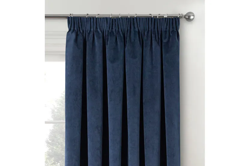 Navy Tape-top Velvet Pair Of Blackout Supersoft Thermal Curtains 229x183cm Navy Tape-top Velvet Pair Of Blackout Supersoft Thermal Curtains 229x183cm