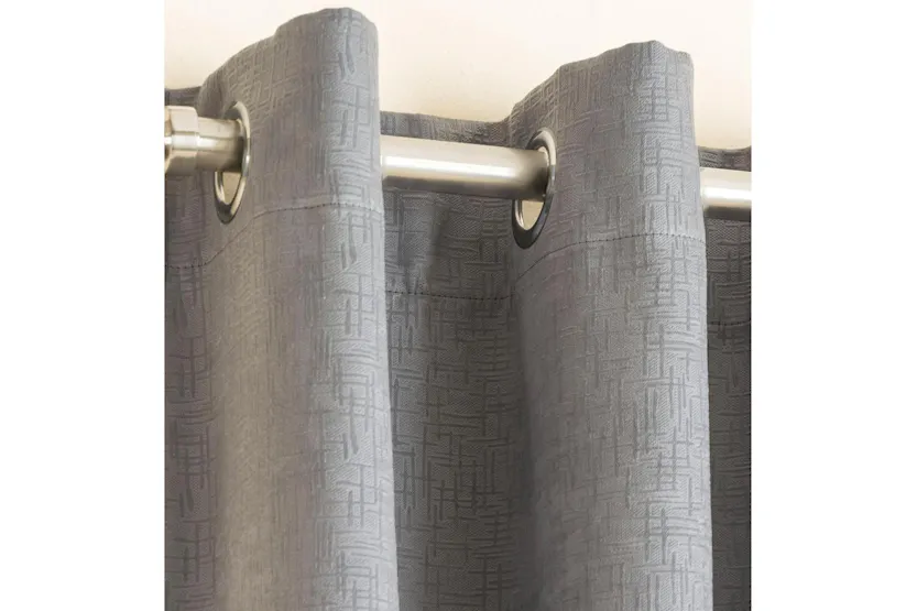 Grey Silver Eyelet Vogue Pair Of Thermal Noise Reducing Room Darkening Curtains 117x137cm Grey Silver Eyelet Vogue Pair Of Thermal Noise Reducing Room Darkening Curtains 117x137cm