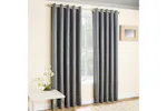 Grey Silver Eyelet Vogue Pair Of Thermal Noise Reducing Room Darkening Curtains 168x137cm Grey Silver Eyelet Vogue Pair Of Thermal Noise Reducing Room Darkening Curtains 168x137cm