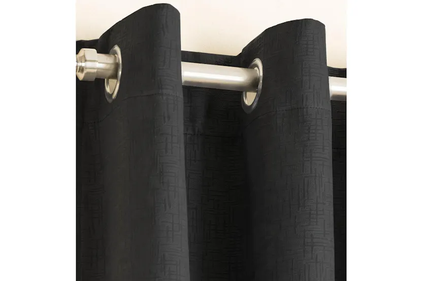Black Eyelet Vogue Pair Of Thermal Noise Reducing Room Darkening Curtains 117x229cm Black Eyelet Vogue Pair Of Thermal Noise Reducing Room Darkening Curtains 117x229cm